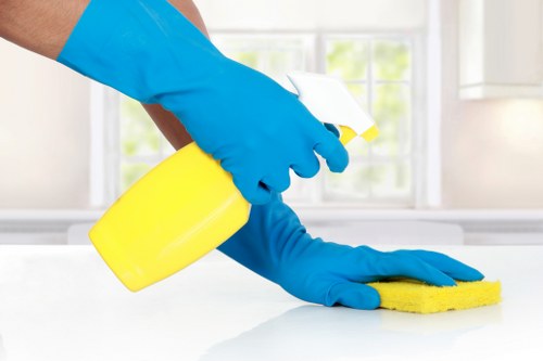 Technician applying carpet cleaning treatment in a Cranford home