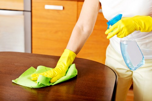 Wet floor warning during a carpet cleaning job